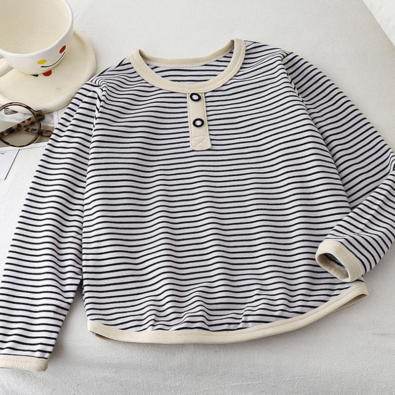 Toddler Double Button Striped Loose T-shirt