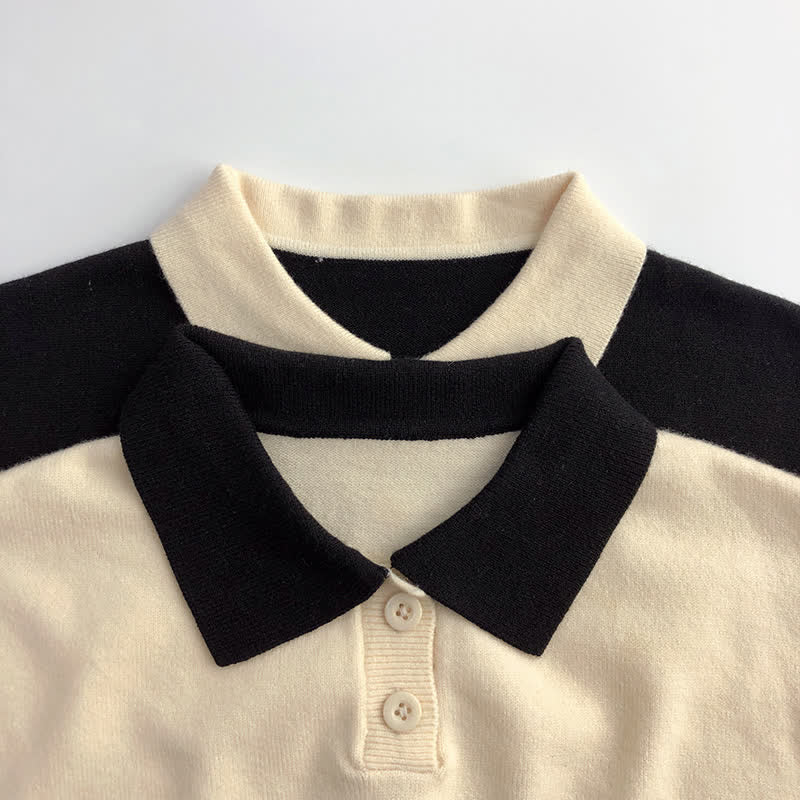 Toddler Polo Double Button Knitted Sweater