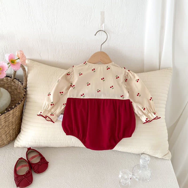 Baby Red Cherry Big Bow Bodysuit