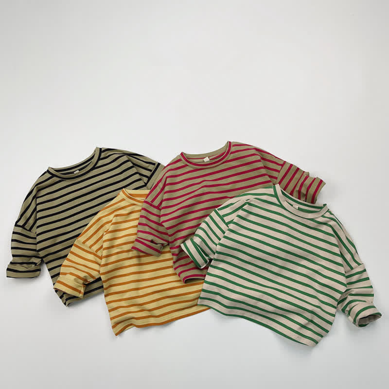 Toddler Horizontal Striped Soft Simple T-shirt