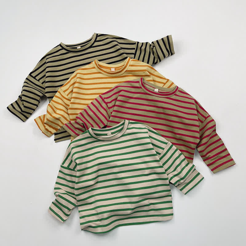 Toddler Horizontal Striped Soft Simple T-shirt