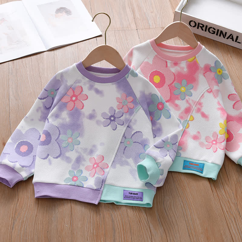 Kid Girl Tie Dye Flower Sweatshirt