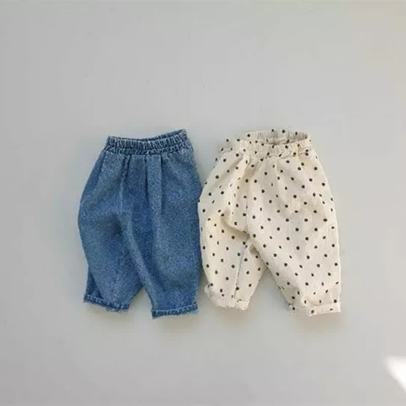 Baby Denim Polka Dot Casual Pants