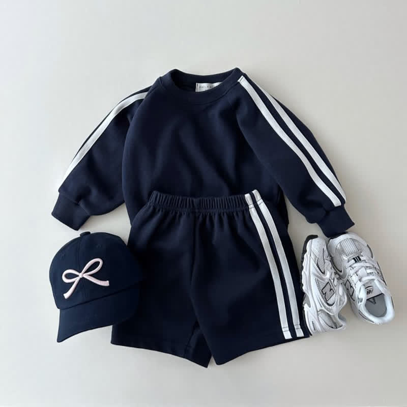 Toddler 2-Piece Vertical Striped Sweatsuit Set