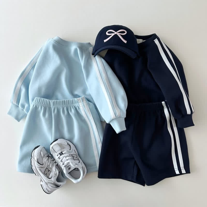 Toddler 2-Piece Vertical Striped Sweatsuit Set