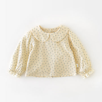 Baby Beige Flower Sweet Blouse