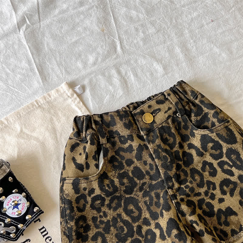 Kid Boy Leopard Print Ripped Cargo Pants