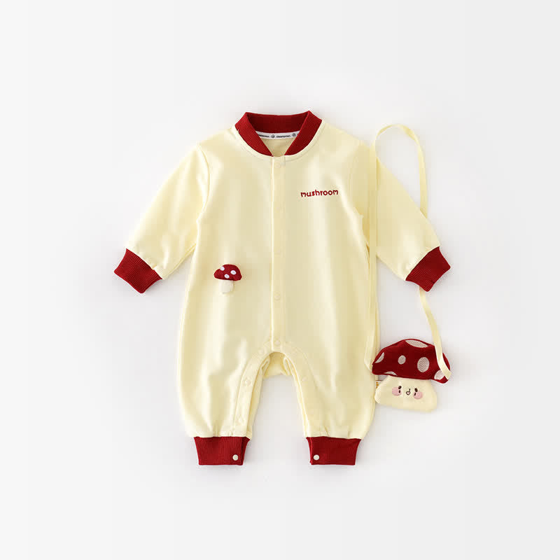 MUSHROOM Baby Beige Romper with Bag