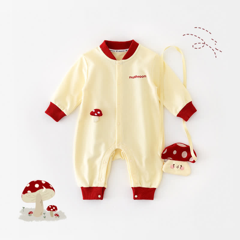 MUSHROOM Baby Beige Romper with Bag