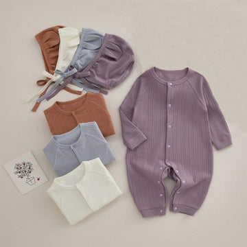 Baby Basic Solid Color Button Romper