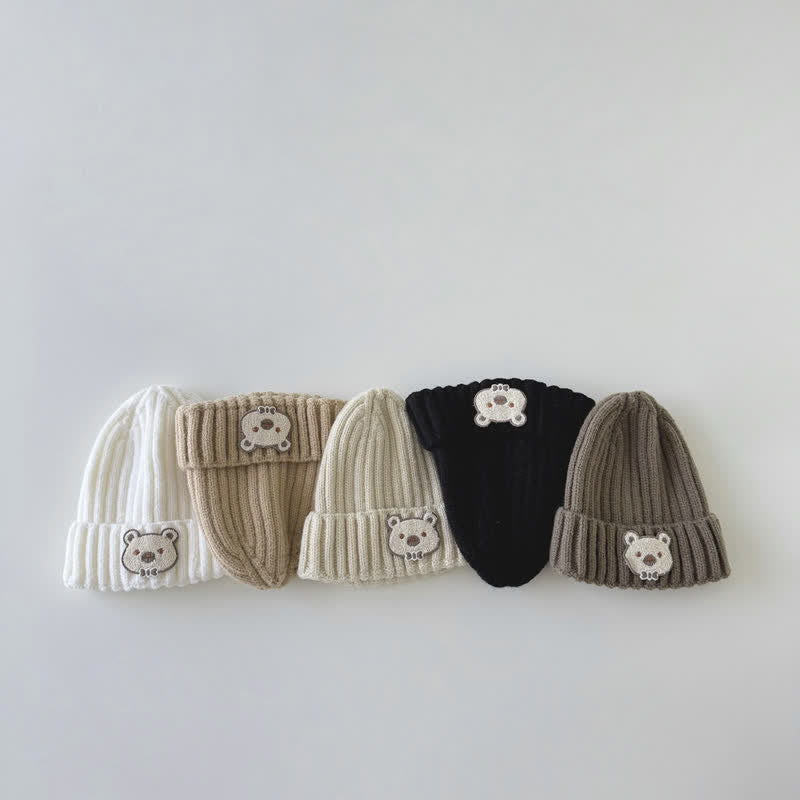 Baby Toddler Bow Bear Patch Beanie