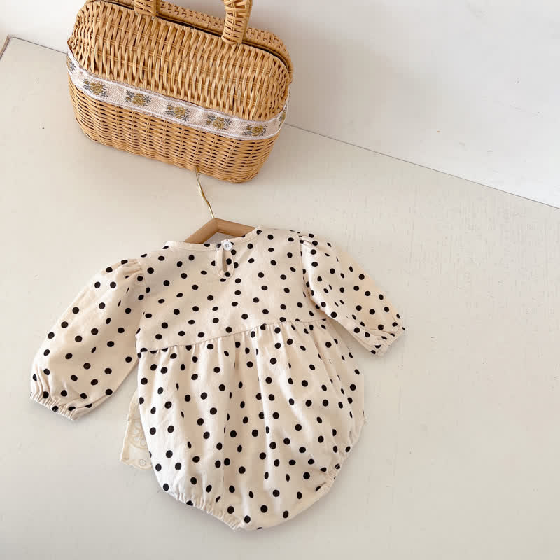 Baby Apricot Dots Skirted Bodysuit