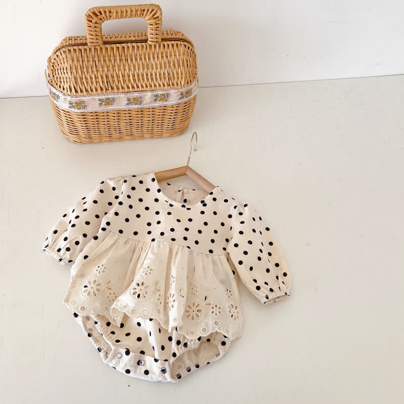 Baby Apricot Dots Skirted Bodysuit