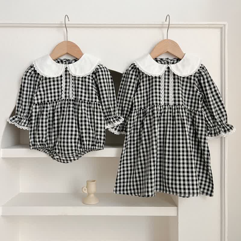 Baby Toddler Black Plaid Bodysuit Dress