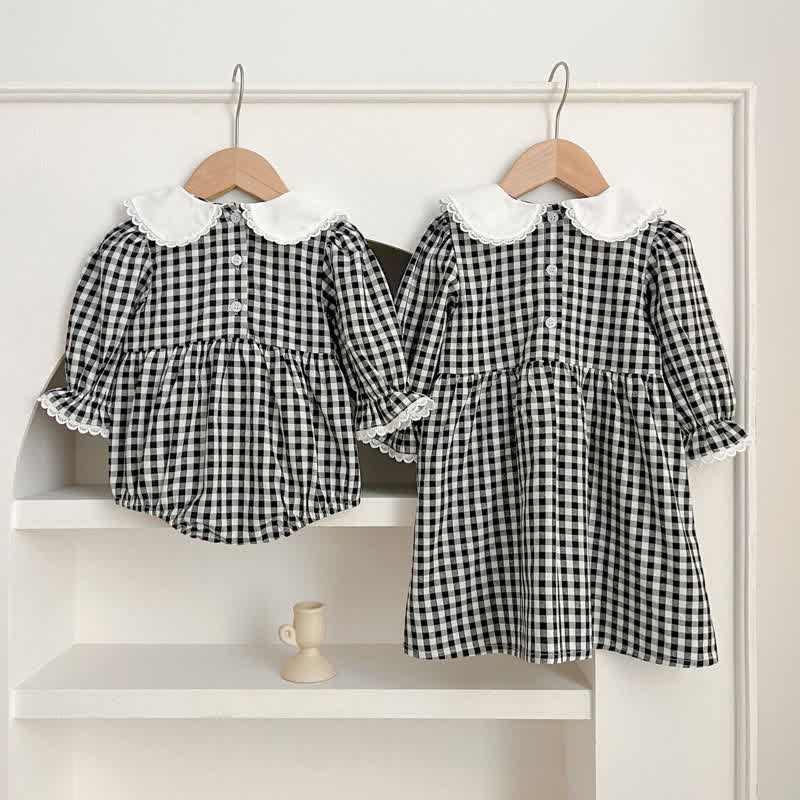 Baby Toddler Black Plaid Bodysuit Dress