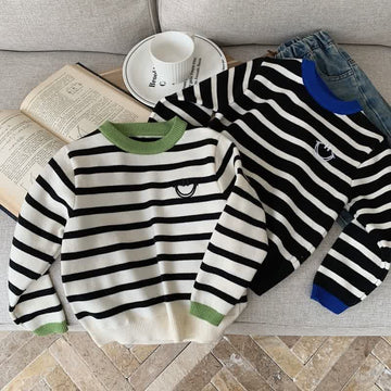 Toddler Lovely Smile Striped Knitted Sweater