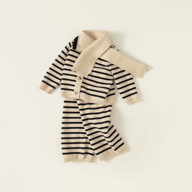 Toddler 2-Piece Striped Knitted Set with Scarf