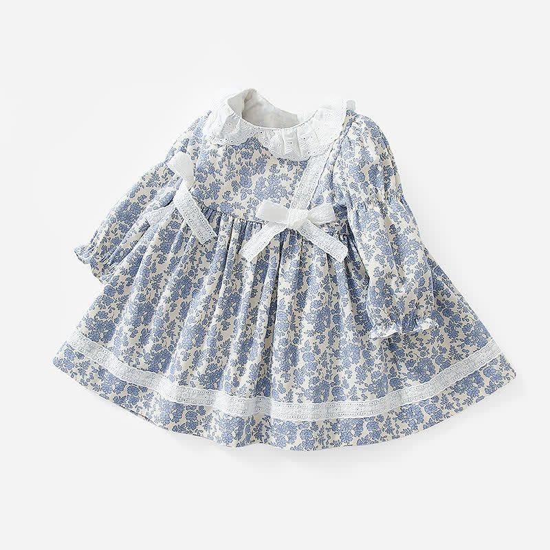 Baby Girl Double Bow Little Flower Dress