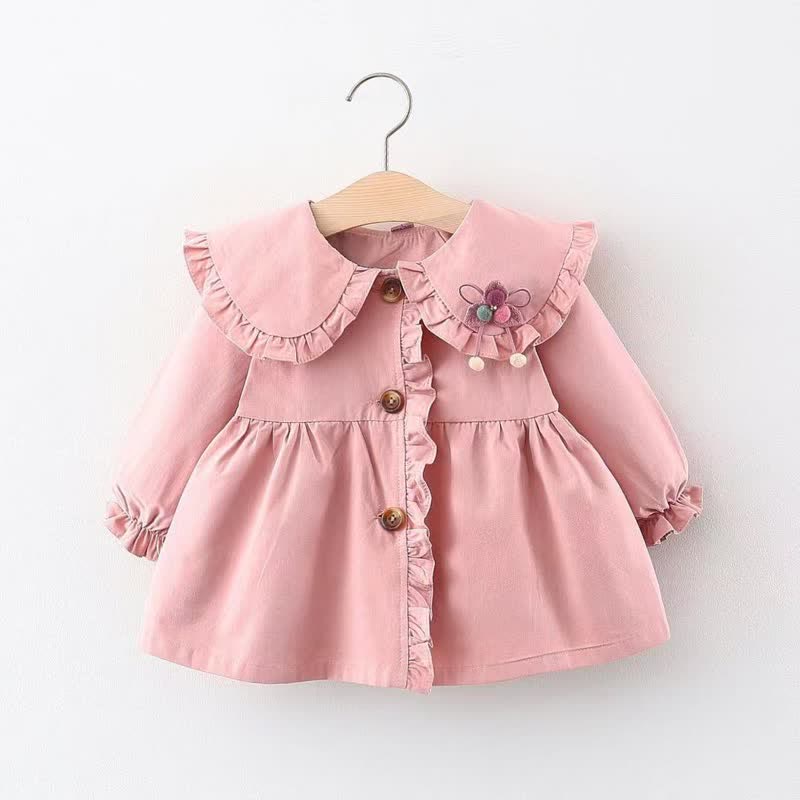 Baby Toddler Lapels Button Bow Dress