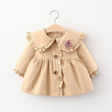 Baby Toddler Lapels Button Bow Dress