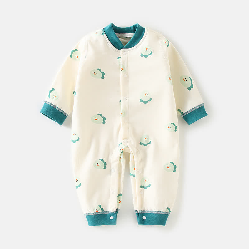 Baby Green Dinosaur Button Romper