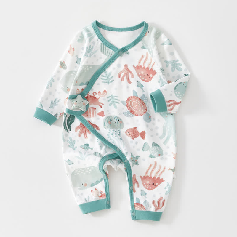 Baby Sea World Kimono Green Romper