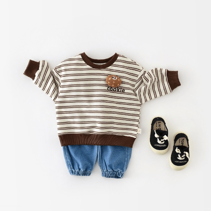 COOKIE Toddler Brown Striped Sweatshirt