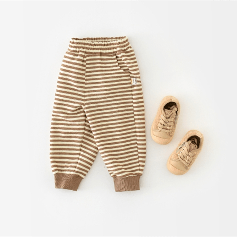 Toddler Brown Knit Striped Sport Pants