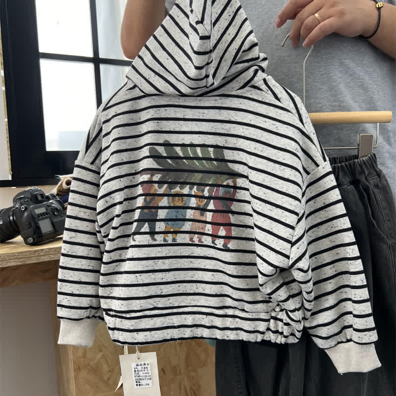 Kid Girl Stripe Sweatshirt Hooded Jacket