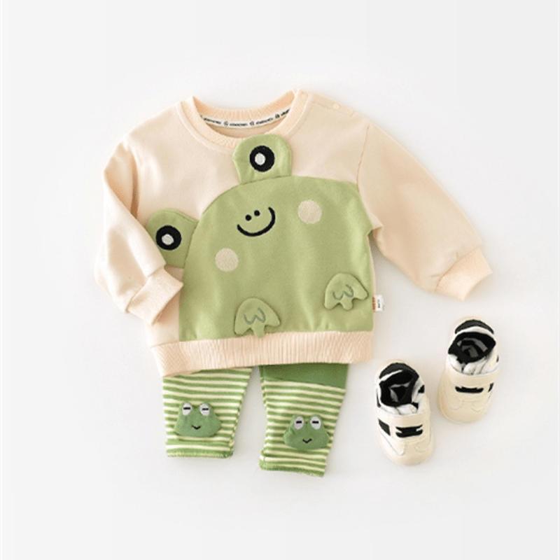 Baby Cartoon Cute Frog Green Sweatshirt