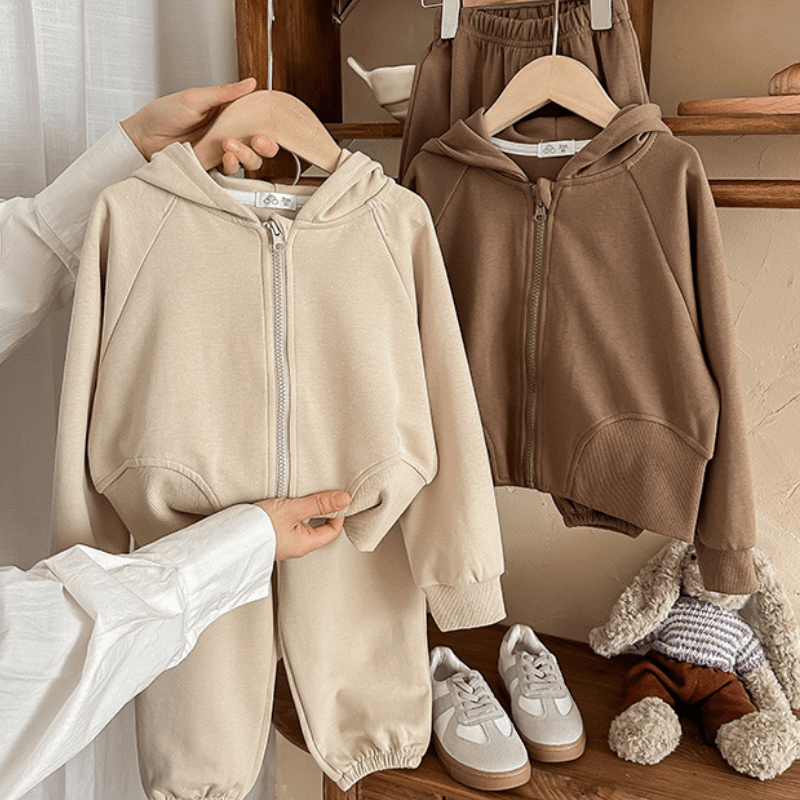 Kid Girls Zip Up Hooded Sweatshirt 2-piece Set