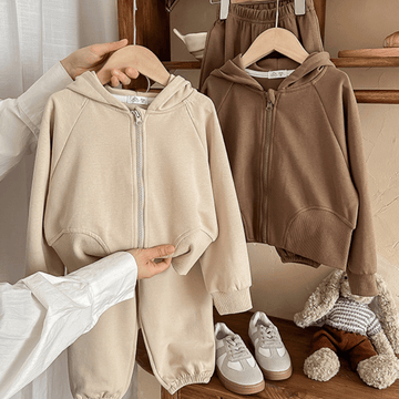 Kid Girls Zip Up Hooded Sweatshirt 2-piece Set