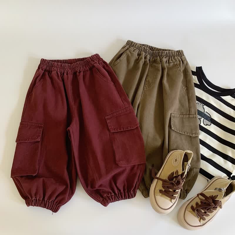 Toddler Solid Color Worker Relax Pants