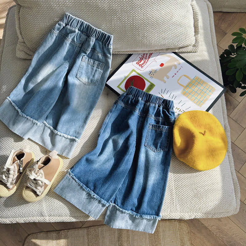 Kid Girl Loose Wide Legs Denim Pants