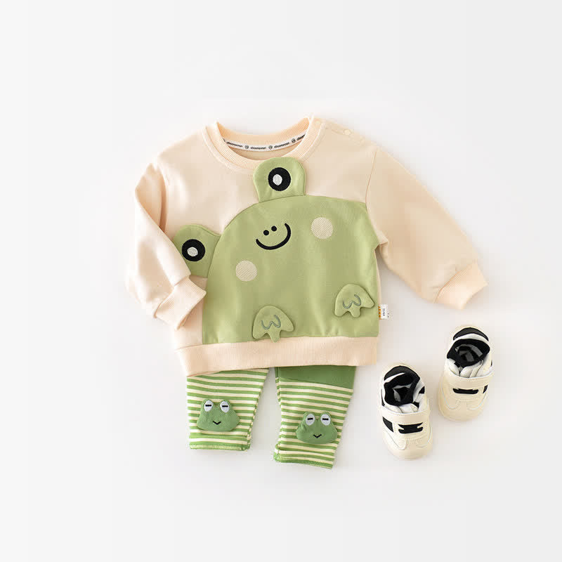 Baby Green Striped Double Frog Pants