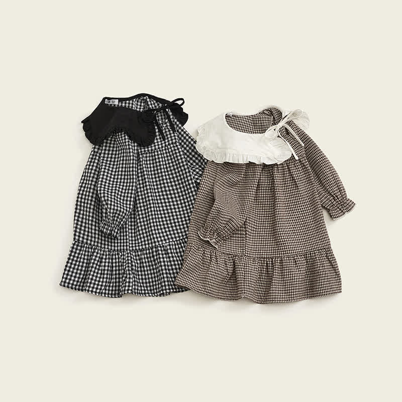 Toddler Design Plaid Lapels Sweet Dress