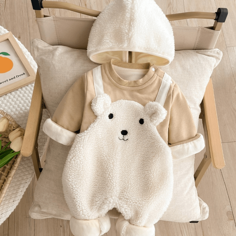 Baby Fleece Bear Romper with Hat