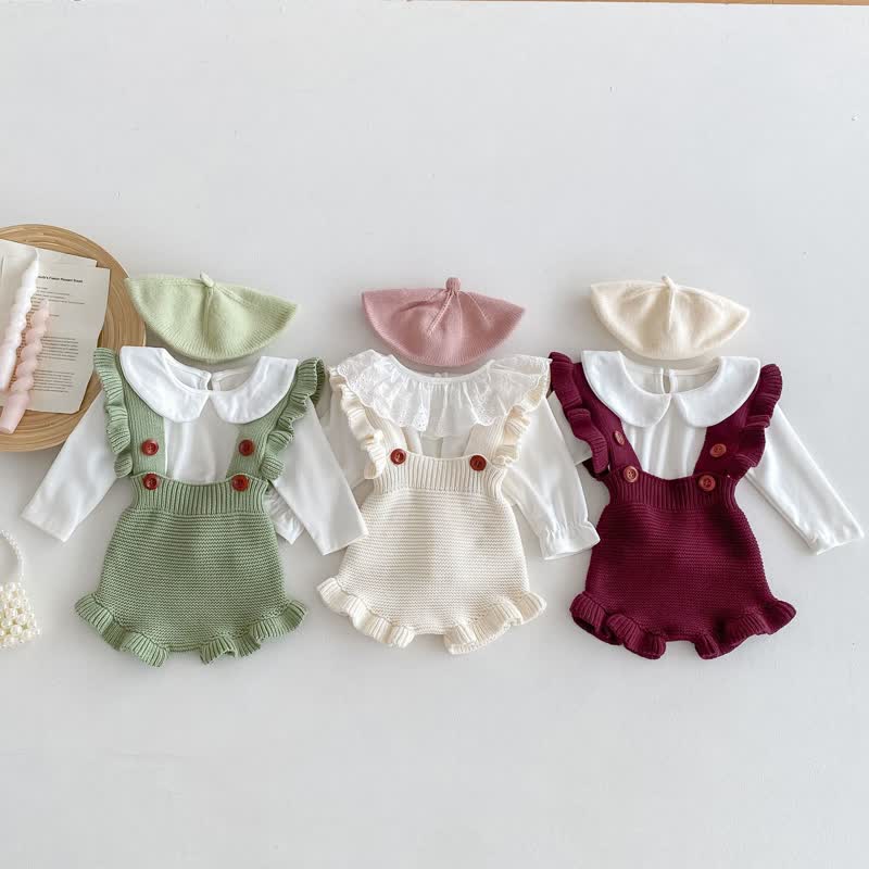 Baby Corrugated Edge Knitted Overalls