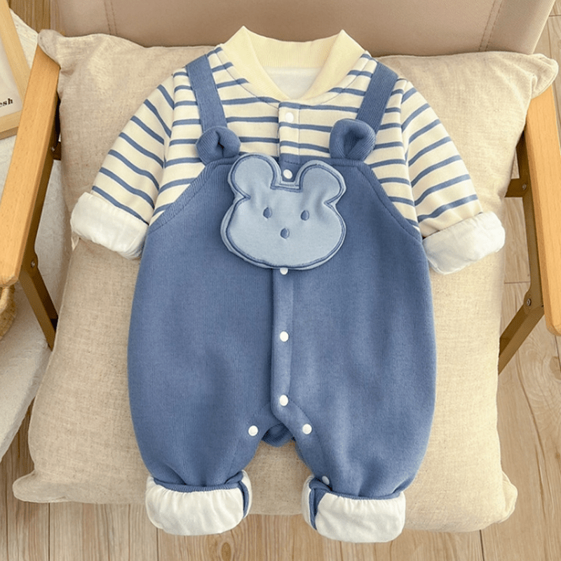 Baby Fake 2Pcs Bear Striped Romper