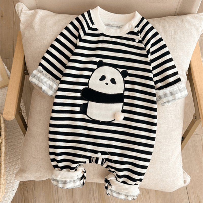 Baby Panda Black Striped Romper