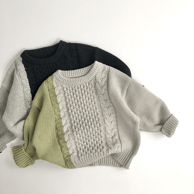 Toddler Color Block Twist Loose Sweater