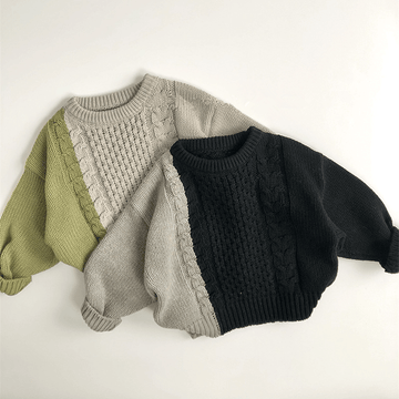 Toddler Color Block Twist Loose Sweater