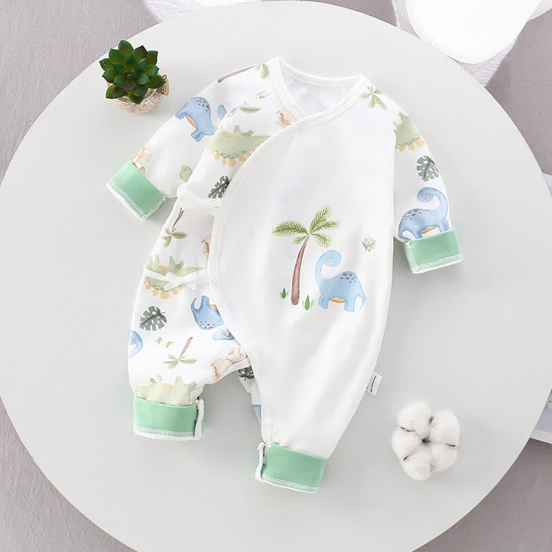 Baby Dinosaur Park White Kimono Romper