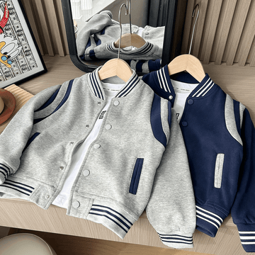 Kid Boy Stand up Collar Knitted Baseball Jacket