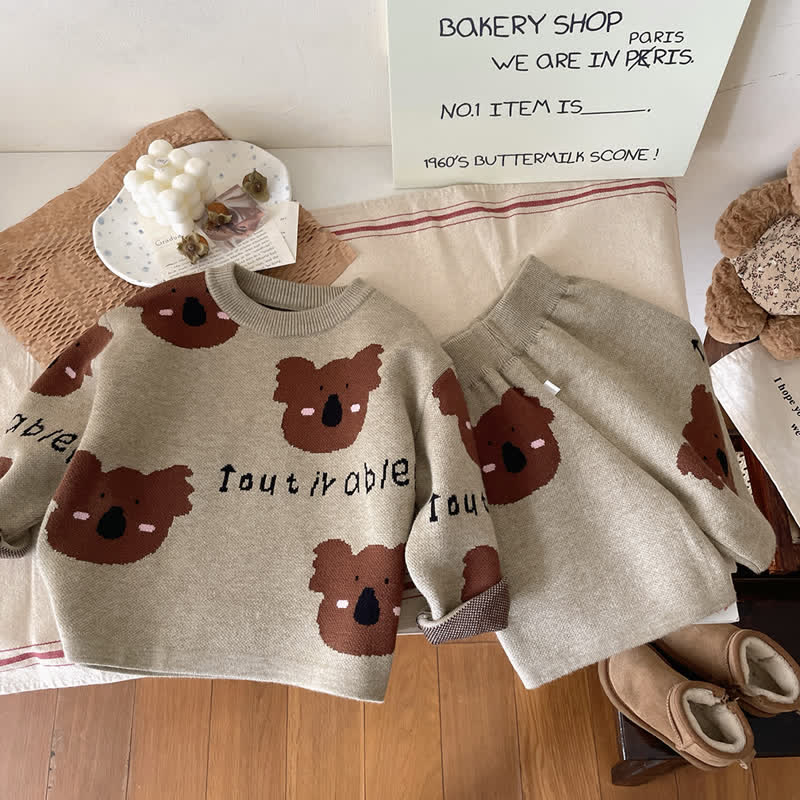 Kid Girl Koala Knit Sweater 2-piece Set