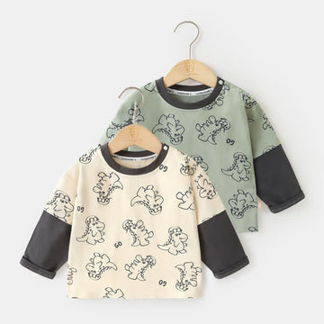 GO Baby Toddler Fake 2Pcs Dinosaur T-shirt