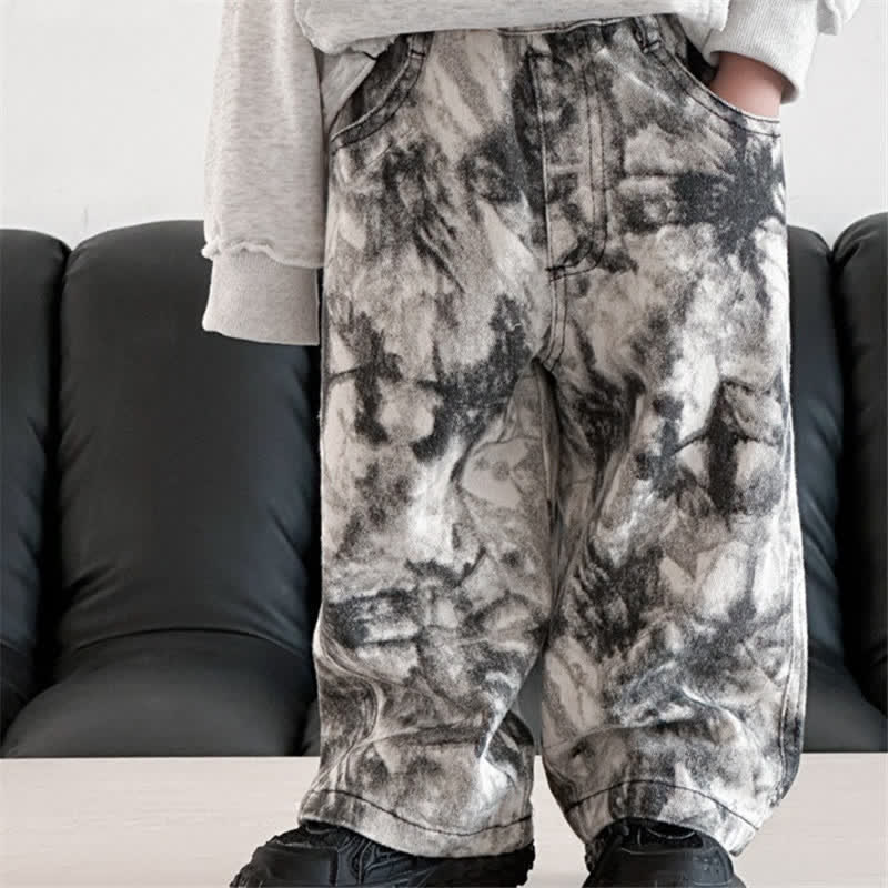 Toddler Boy Tie-dye Denim Black Pants