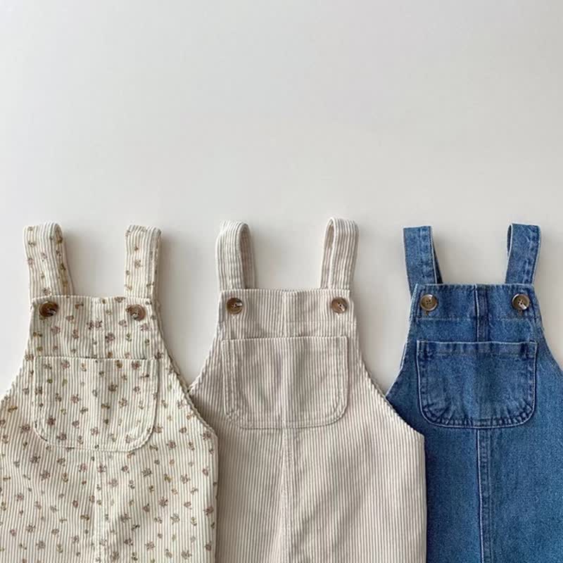 Baby Flower Corduroy Denim Pocket Overalls