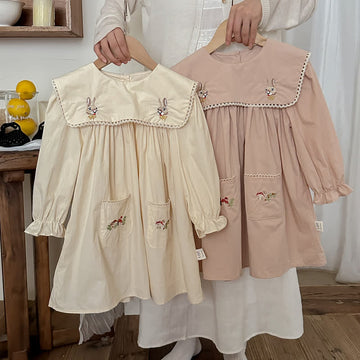 Toddler Embroidered Mushroom Bunny Dress