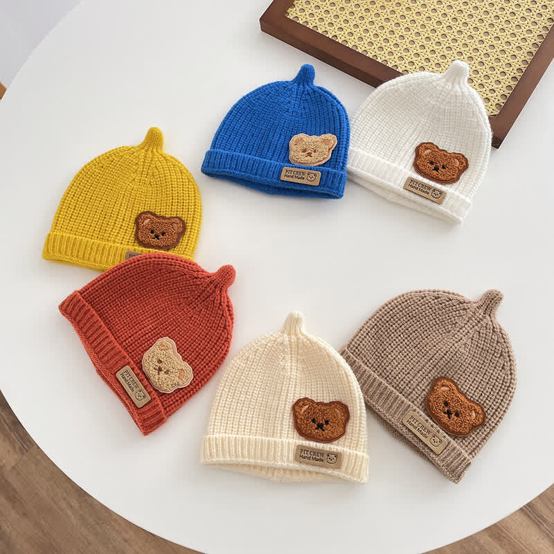 Baby Bear Patch Knitted Design Beanie